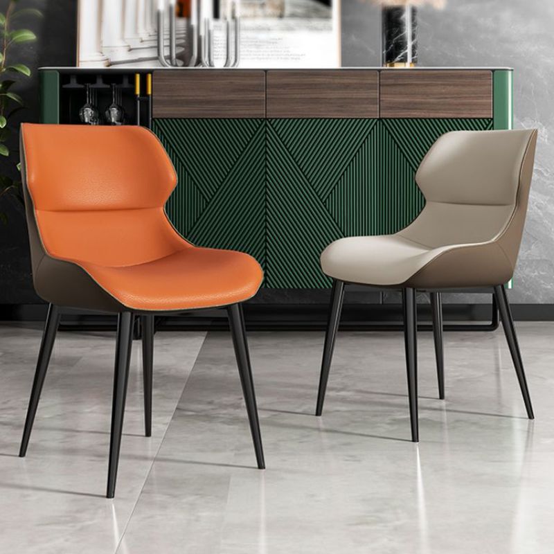 Modern Armless Dining Chairs Faux Leather Wingback Dining Side Chair Clearhalo 'Dining Chairs' 'Dining Tables & Seating' 'dining_chair' 'furn' 'furn_dining_chair' 'Furniture' 'Kitchen & Dining Furniture' 1200x1200_768f40e2-317e-4af0-b3f5-3ff740dd3bbd