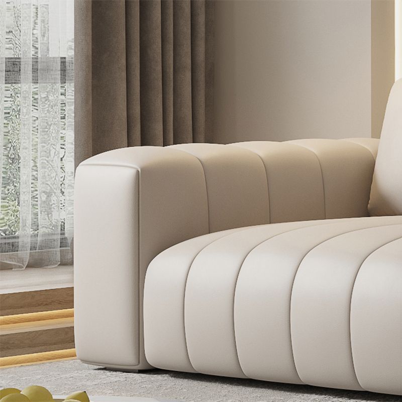 Zeitgenössischer echtes Leder weiße Kissen Quadrat Arm Sästee