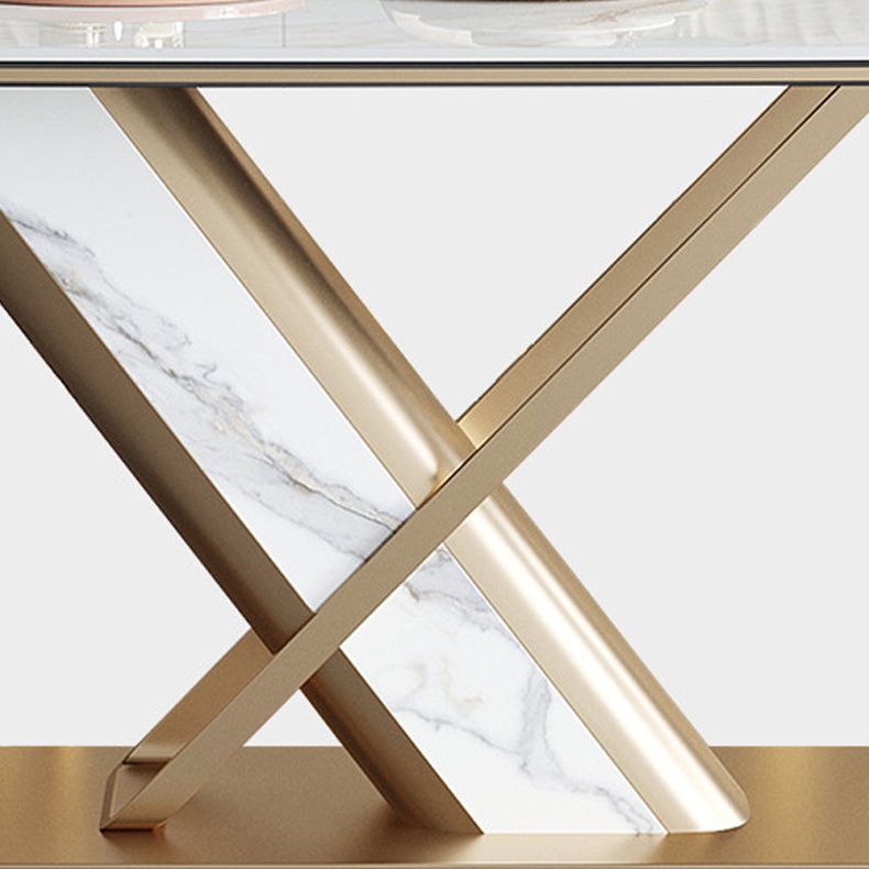 Mesa de comedor de piedra rectangular mesa de lujo tradicional con base de pedestal