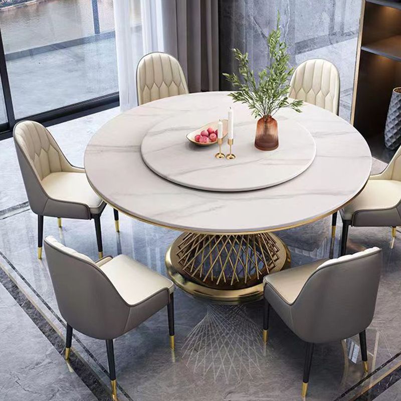 Round Turntable Dining Table Sintered Stone Dining Table for Home Clearhalo 'Dining Tables & Seating' 'Dining Tables' 'dining_table' 'furn' 'furn_dining_table' 'Furniture' 'Kitchen & Dining Furniture' 1200x1200_76934727-8a92-4564-9e82-11d1526e7691