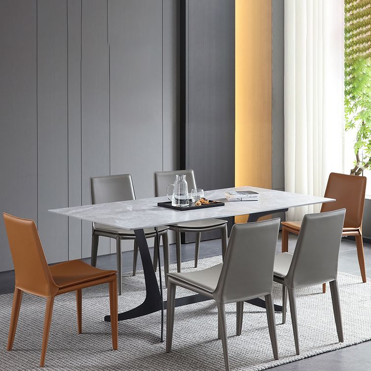 Designer Style Anteroom Solid Back Side stoel Matte afwerking Lederen eetkamerstoel