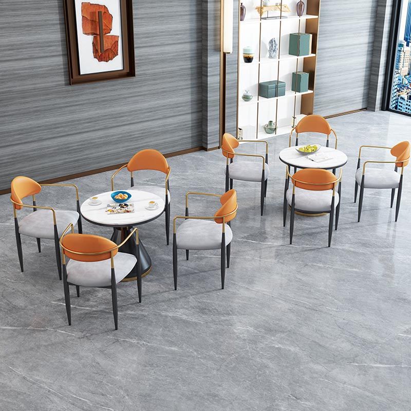 Modern Round Dining Table for Home Glossy Stone Dinette Table with Metal Base Clearhalo 'Dining Tables & Seating' 'Dining Tables' 'dining_table' 'furn' 'furn_dining_table' 'Furniture' 'Kitchen & Dining Furniture' 1200x1200_7696e055-ad4e-441d-8713-70dbf0ef1a25