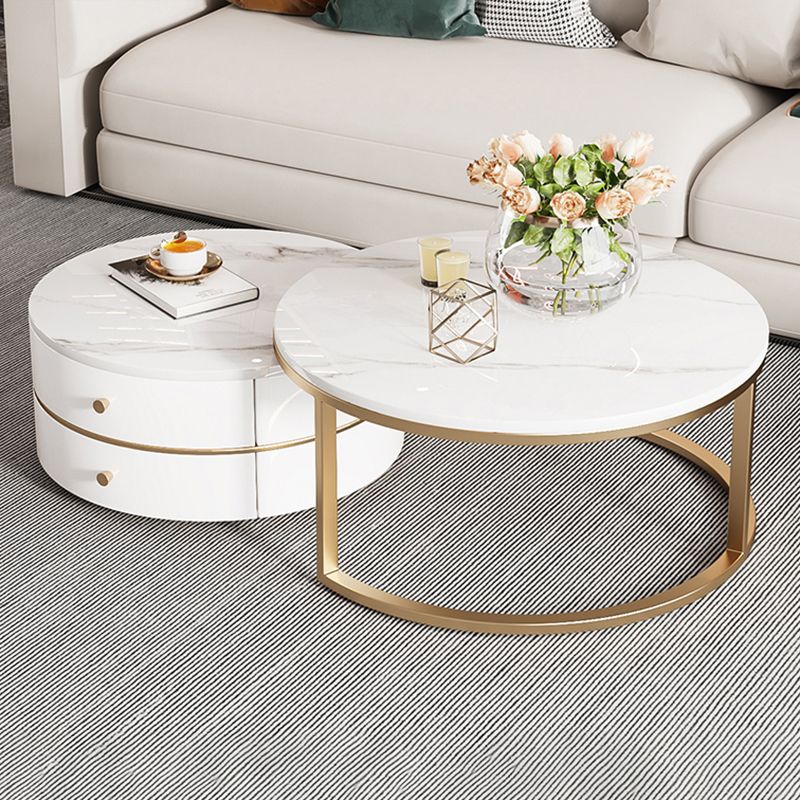Modern Coffee Table Frame 2 Piece Nesting Tables with Golden Legs Clearhalo 'Coffee & Accent Tables' 'Coffee Tables' 'coffee_tables' 'furn' 'furn_coffee_tables' 'Furniture' 'Living Room Furniture' 1200x1200_769806bb-635e-42c7-a634-44a55a075e1b