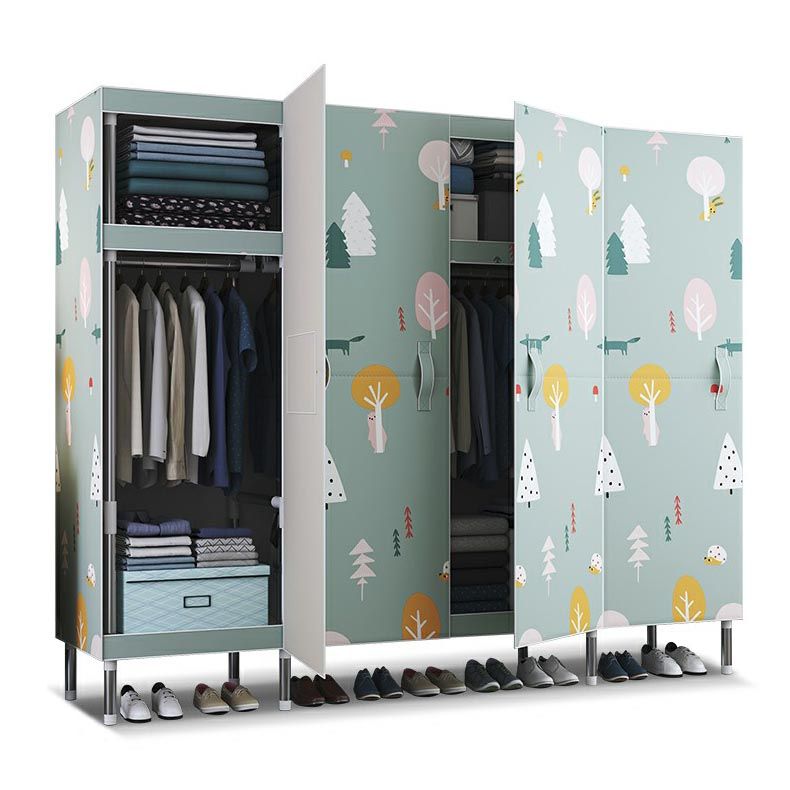 Cloth Cabinet Steel Pipe Wardrobe Cabinet, Modern 3-door Wardrobe Armoire Clearhalo 'Armoires & Wardrobes' 'armoires_wardrobes' 'Bedroom Furniture' 'furn' 'furn_armoires_wardrobes' 'Furniture' 1200x1200_7698332e-2e8d-4099-872a-cd8a5c2dfb10