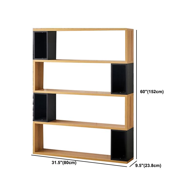 Modern geometry Bookshelf Multi Shelfs Open Back Bookcase in Natural Clearhalo 'Bookcases' 'furn' 'furn_bookcases' 'Furniture' 'Office Furniture' 1200x1200_769e4e39-0f30-42d7-8a16-196fd122de19