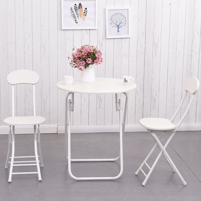 Folding Dining Table Set with Round Top and White Base Table Set for Home Use Clearhalo 'Dining Room Sets' 'Dining Tables & Seating' 'dining_room_set' 'furn' 'furn_dining_room_set' 'Furniture' 'furniture_dining_room_set' 'Kitchen & Dining Furniture' 'kitchen&dining_furn' 'kitchen' 1200x1200_769fe975-6a7c-4a46-a73b-d835eb19e967