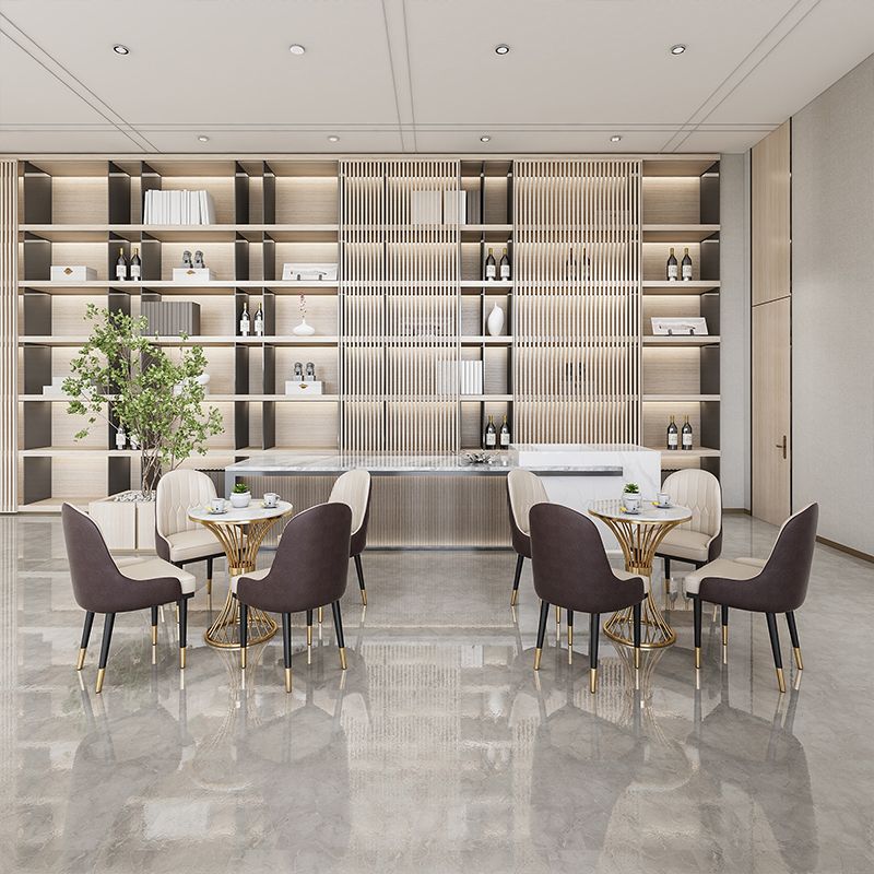 Round Scandinavian Style Dining Room Set Sintered Stone Dining Furniture Set with Metallic Base Clearhalo 'Dining Room Sets' 'Dining Tables & Seating' 'dining_room_set' 'furn' 'furn_dining_room_set' 'Furniture' 'furniture_dining_room_set' 'Kitchen & Dining Furniture' 'kitchen&dining_furn' 'kitchen' 1200x1200_76a0883b-89ce-42ac-a9ce-6eadd009d8b6