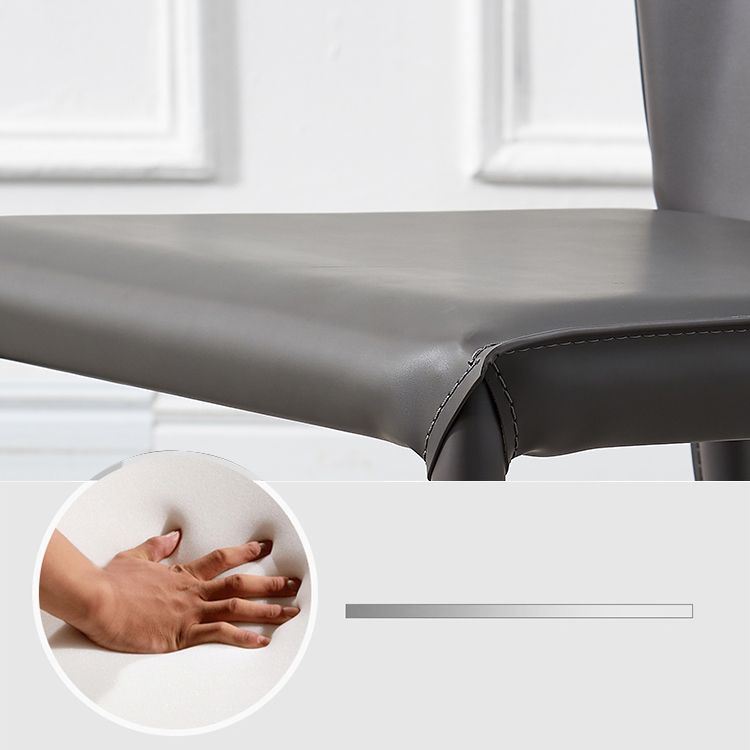 Contemporary Armless Solid Back Chair for Home Leather Dining Side Chair Clearhalo 'Dining Chairs' 'Dining Tables & Seating' 'dining_chair' 'furn' 'furn_dining_chair' 'Furniture' 'furniture_dining_chair' 'Kitchen & Dining Furniture' 1200x1200_76a1dd0e-5e1f-43c2-bf1a-2bbeb7624af3