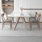 Modern Sintered Stone White Table Dining Table with Wooden Base and 4 Legs