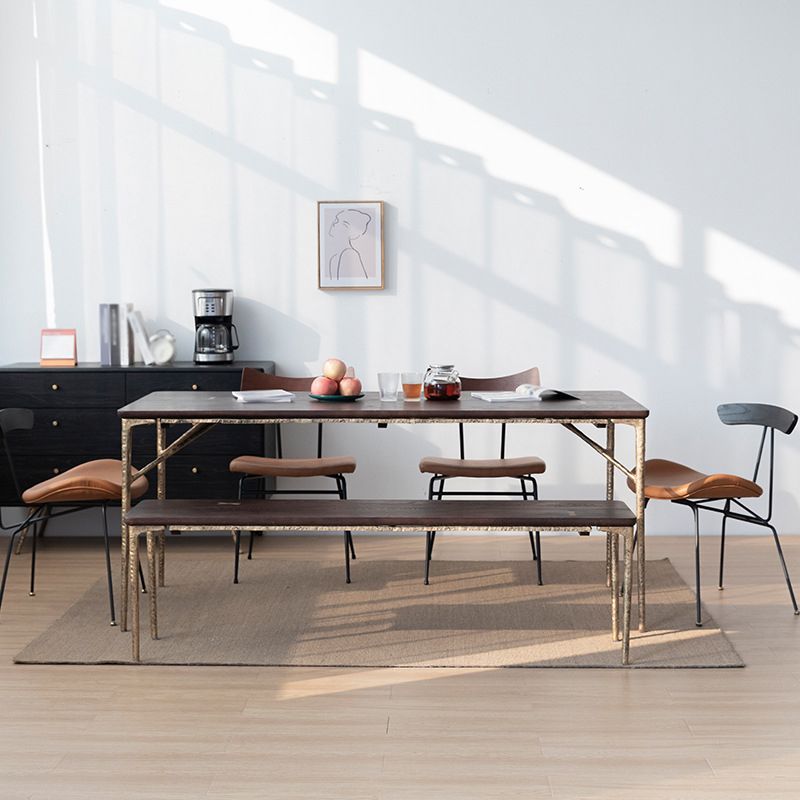Traditional Luxury Dining Table Rectangle Solid Wood Dining Table with Metal Base Clearhalo 'Dining Tables & Seating' 'Dining Tables' 'dining_table' 'furn' 'furn_dining_table' 'Furniture' 'furniture_dining_table' 'Kitchen & Dining Furniture' 'kitchen' 'kitchen_dining_table' 1200x1200_76a5503c-d9cc-46f5-8fc6-4fbefe785fa1