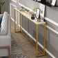 Rectangle Shape Contemporary Console Table Stone Console Sofa Table in White and Gold