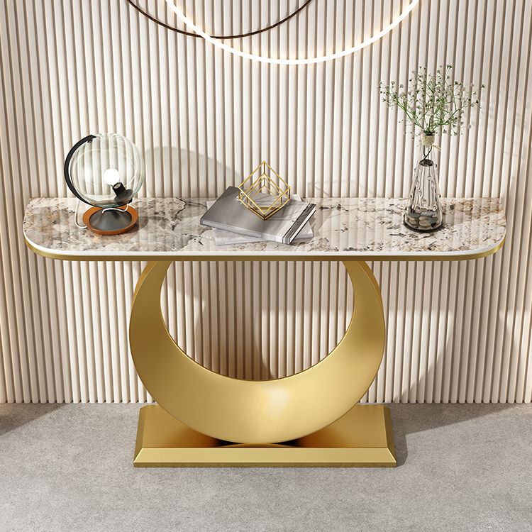 Glam Stone Console Accent Table Metal Console Sofa Table for Hall
