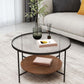 Round Glass Cross Legs Coffee Cocktail Table with Storage Shelf - 17.7" H Clearhalo 'Coffee & Accent Tables' 'Coffee Tables' 'coffee_tables' 'furn' 'furn_coffee_tables' 'Furniture' 'Living Room Furniture' 1200x1200_76a7a13a-1375-4ad3-b53b-12124a85d70f