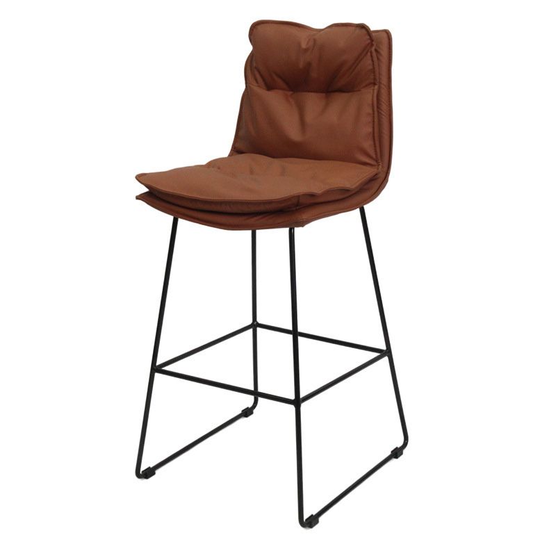 Modern Faux Leather Counter Stool Bar-height Bar Stool with Black Frame Clearhalo 'Bar Furniture' 'Bar Stools' 'bar_stools' 'furn' 'furn_bar_stools' 'Furniture' 'Kitchen & Dining Furniture' 1200x1200_76a7f378-e94e-41fb-9f43-642298c098fe