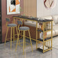 Mesa de bar rectangular con tapa de madera sintética, mesa de pub moderna con estructura de metal