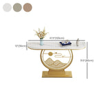 31.49" High Stone Console Table Half Moon Accent Table with Iron Frame