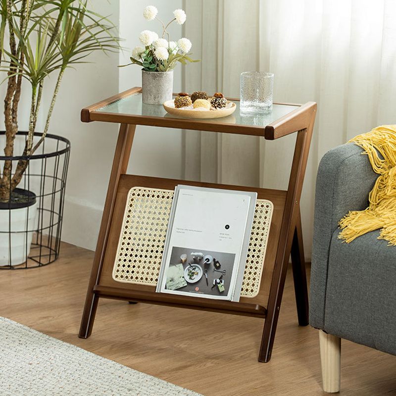 13 "breiter Beistelltischglas rechteckiger Akzent -Beistelltisch mit Lagerung