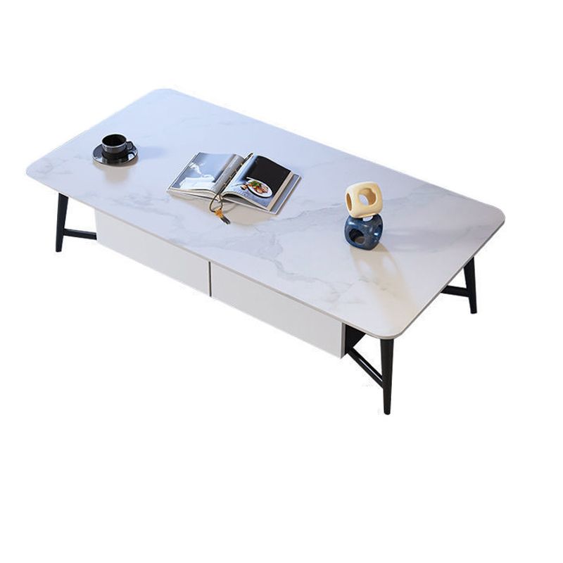 Pizarra 4 patas 1 mesa de café de mesa de café con cajones de almacenamiento