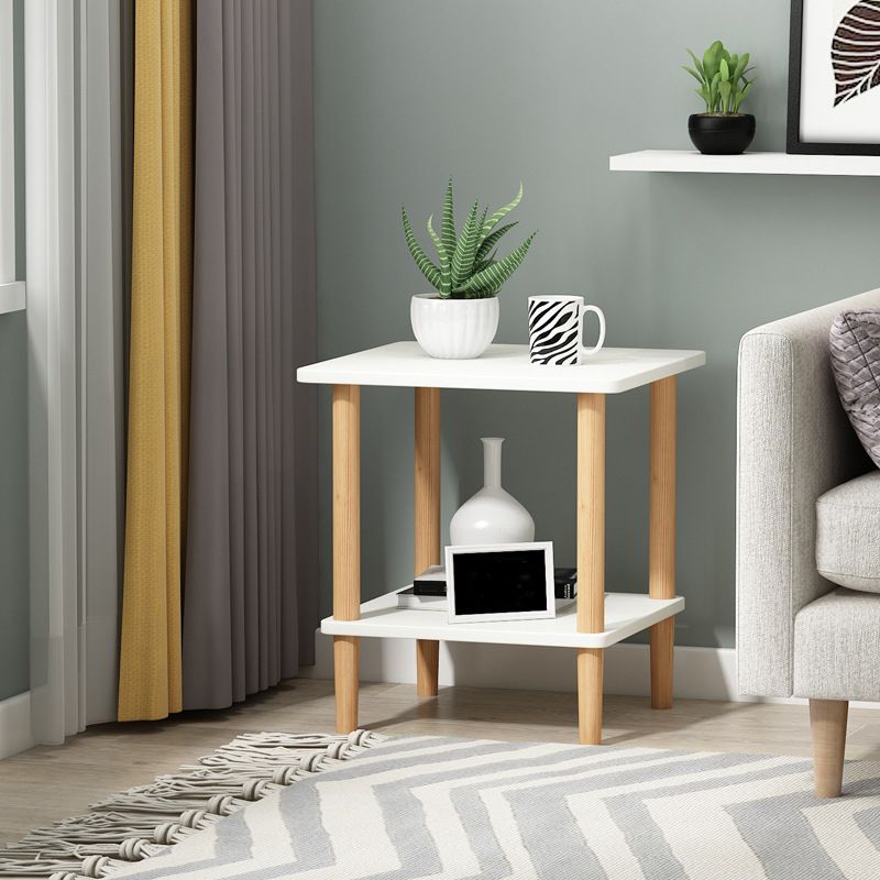 Modern Wood Side Table 20.86" Tall 4 Legs End Table with Shelf Clearhalo 'Coffee & Accent Tables' 'End & Side Tables' 'end_side_tables' 'furn' 'furn_end_side_tables' 'Furniture' 'Living Room Furniture' 1200x1200_76b05e0e-2f8d-4bb7-a40a-1dbce8522d73
