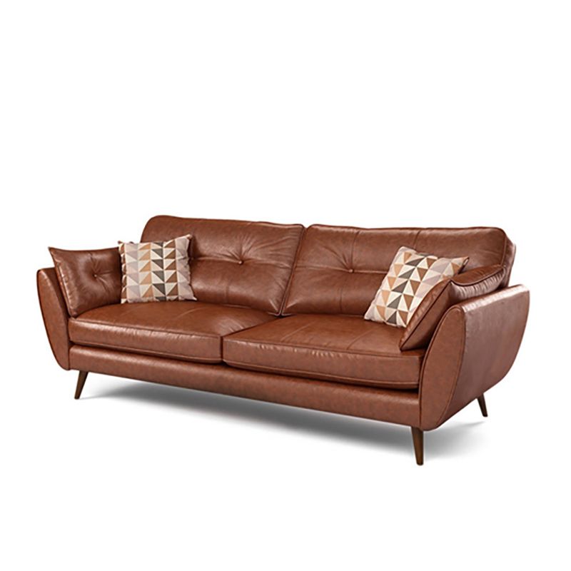 Wood Legs Modern Flared Arm Sofa Leather Standard Tufted Sofa Clearhalo 'furn' 'furn_sofas' 'Furniture' 'furniture_sofas' 'kitchen' 'kitchen_sofas' 'Living Room Furniture' 'Sofa' 'sofas' 1200x1200_76b0a56f-a43b-4e71-bb84-d0b9c5b62832