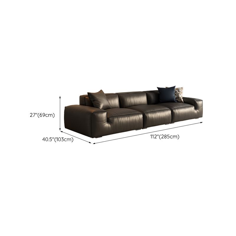 Contemporary Stain Resistant Genuine Leather Square Arm Sofa in Black Clearhalo 'furn' 'furn_sofas' 'Furniture' 'Living Room Furniture' 'Sofa' 'sofas' 1200x1200_76b29b45-05ec-4b1e-842b-5d2b12f29dc1