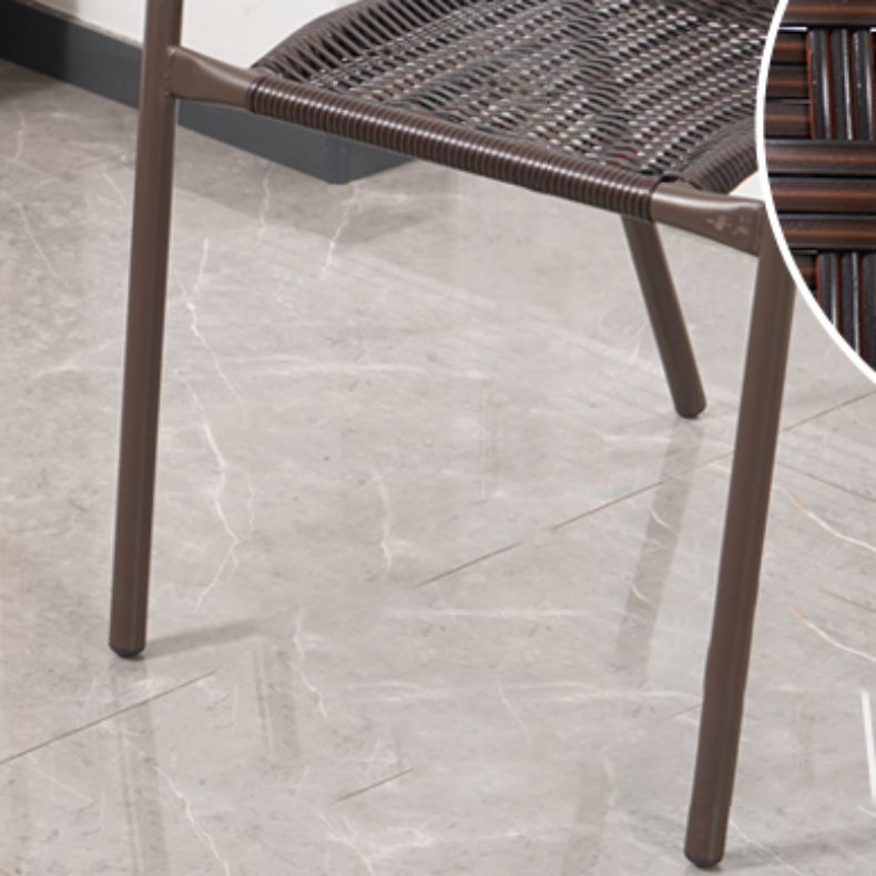 Modern Indoor-Outdoor Chair Metal Frame Stacking Dining Arm Chair