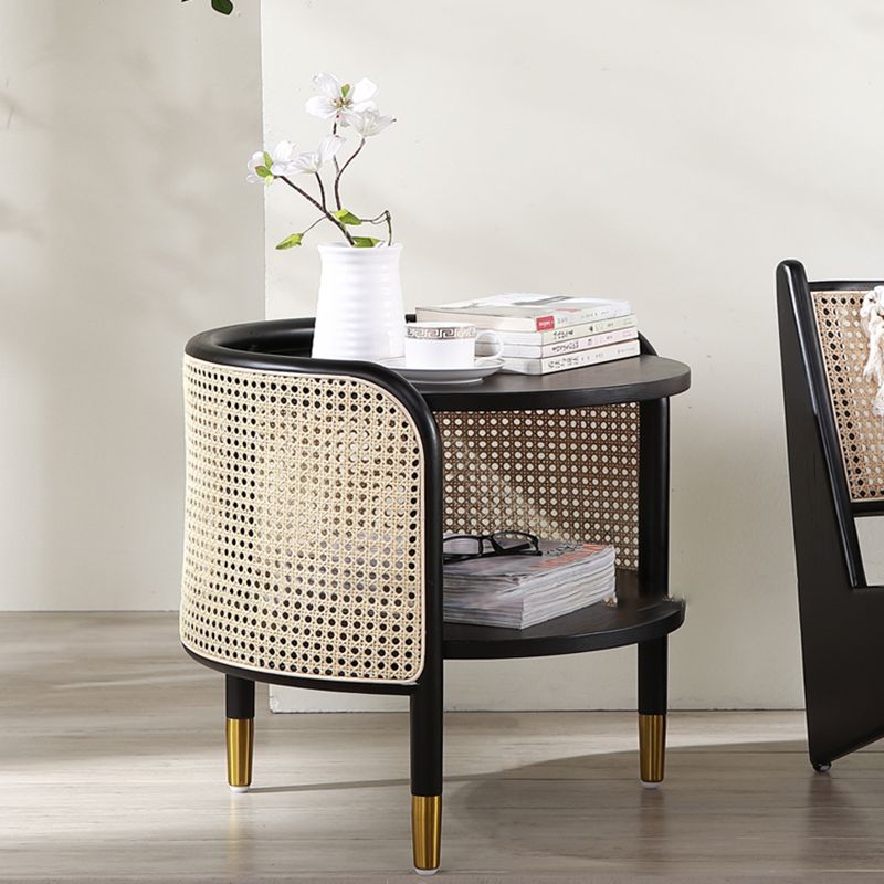 19" Wide Side Table 3 Legs Solid Wood Accent Side Table with Storage