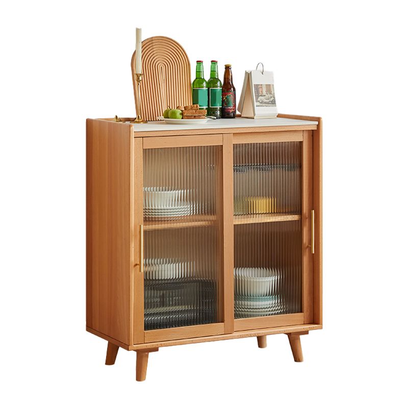 Display scandinavo Porte di faggio in vetro cabine mobile a buffet con porte per soggiorno