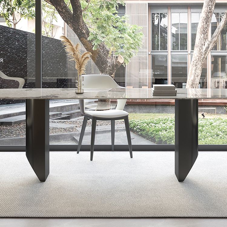 Rectangle Contemporary Dining Room Table White Sintered Stone Table with Black Metal Base Clearhalo ' dining_table' 'Dining Tables & Seating' 'Dining Tables' 'furn' 'furn_dining_table' 'Furniture' 'furniture_dining_table' 'Kitchen & Dining Furniture' 'kitchen&dining_furn' 'kitchen' 'kitchen_dining_table' 1200x1200_76b81dee-d0c4-4105-935c-2beeaac08a1b