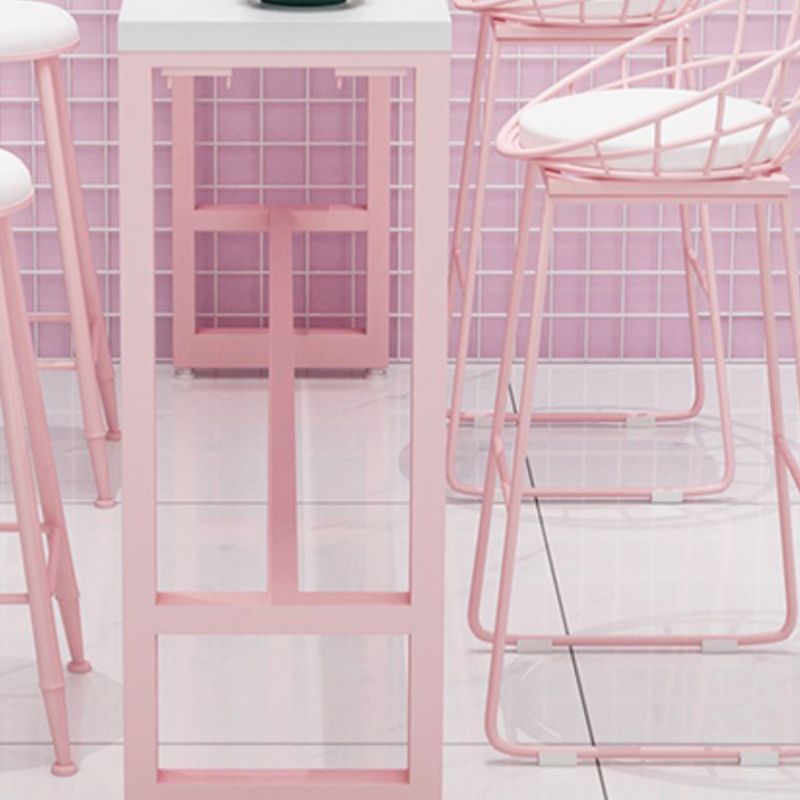 Glam Rectangle Bar Stool Table White Top Pub Table with Pink Base Clearhalo 'Bar Furniture' 'Bar Tables' 'bar_tables' 'furn' 'furn_bar_tables' 'Furniture' 'Kitchen & Dining Furniture' 1200x1200_76b96c90-e978-4e22-ae60-b470e8622982