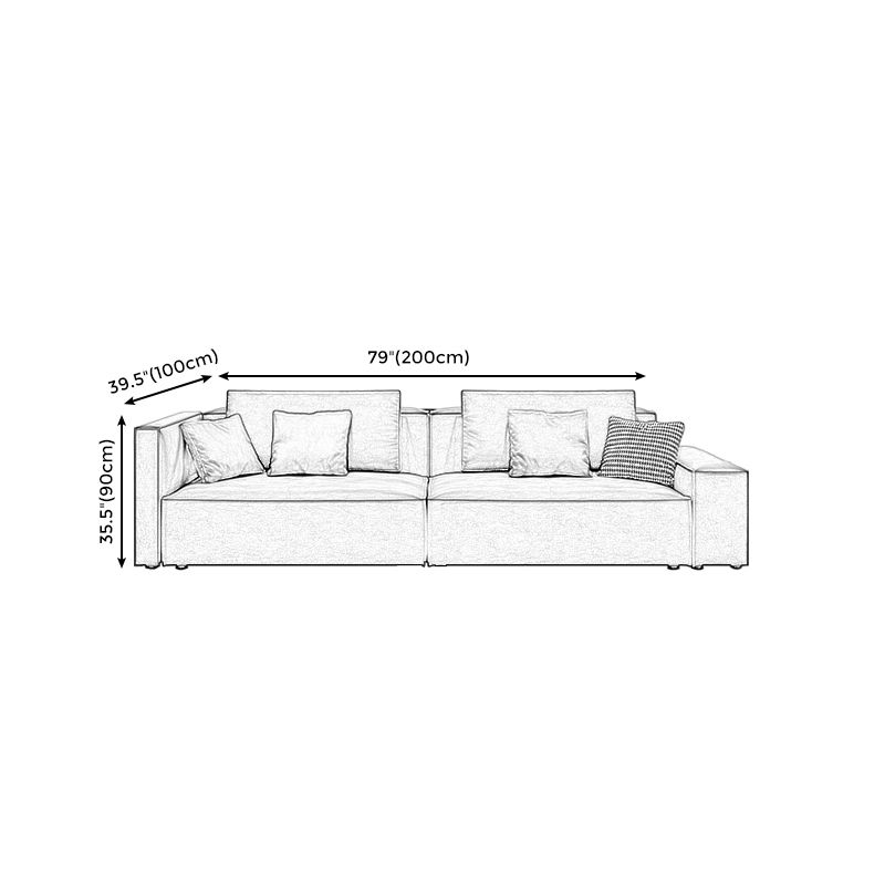 Modern Sofa with Bolster Pillows 35.43"High Square Arm Sofa, Black Clearhalo 'furn' 'furn_sofas' 'Furniture' 'furniture_sofas' 'Living Room Furniture' 'Sofa' 'sofas' 1200x1200_76b9d164-bb66-46c6-9a94-ef4a0c5fac42