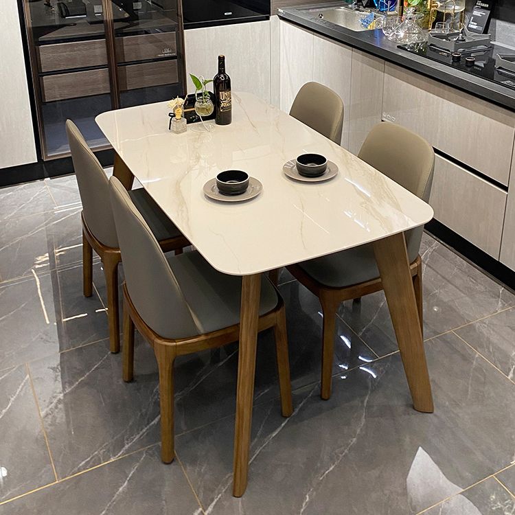 Tavolo da pranzo altezza standard minimalista set con 4 sedie da cucina imbottite