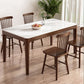 Modern Rectangular Stone Top White Dining Table with 4 Brown Rubberwood Legs Clearhalo 'Dining Tables & Seating' 'Dining Tables' 'dining_table' 'furn' 'furn_dining_table' 'Furniture' 'Kitchen & Dining Furniture' 1200x1200_76be4efe-1142-4a65-9a72-fea38b5d09cc
