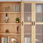 Scandinavian Storage Cabinet Rubberwood Glass Doors Display Cabinet for Bedroom