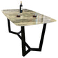 Industrial Sintered Stone Dining Table Rectangle Table with Wooden Base