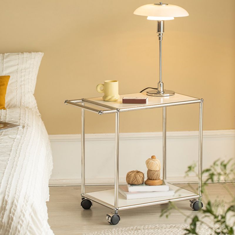 Mesa de extremo rectangular simple contemporánea con ruedas de casa de 1 estante 23.2 "de altura