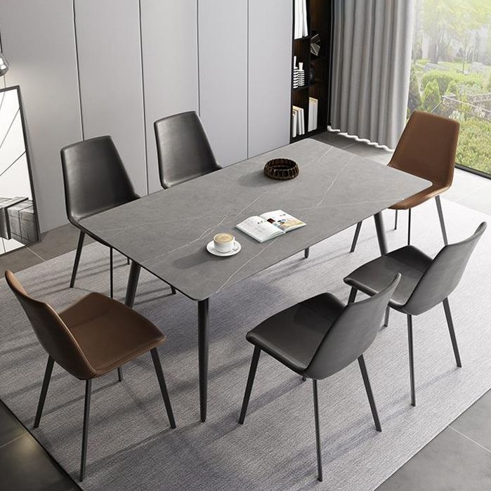 Contemporary Rectangle Dining Table Sintered Stone Table with 4 Legs for Home Kitchen Dinner Clearhalo ' dining_table' 'Dining Tables & Seating' 'Dining Tables' 'furn' 'furn_dining_table' 'Furniture' 'furniture_dining_table' 'Kitchen & Dining Furniture' 'kitchen&dining_furn' 'kitchen' 'kitchen_dining_table' 1200x1200_76c146cf-f432-4e6d-a6c6-d94214ca2c25