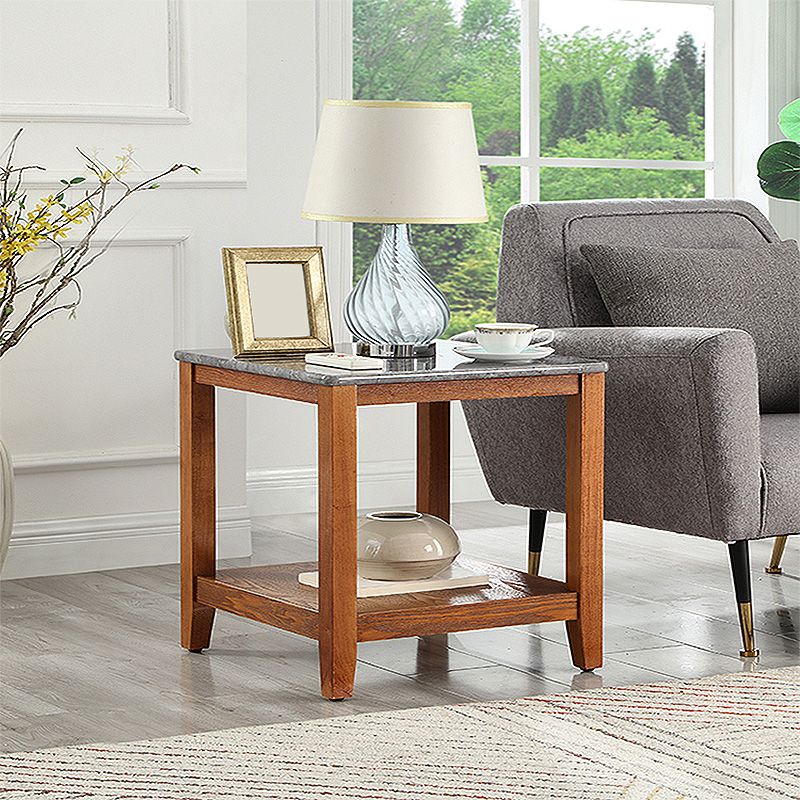 23.6"Tall Modern Wood Side Table Square End Table for Living Room