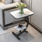 Modern Style Iron Base Rock Plate with Storage Shelf Rectangular Desktop Side Table