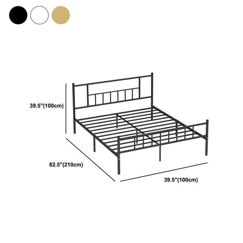 Letto standard in metallo contemporaneo, letto della testiera rettangolare a frame aperto