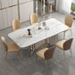 Glam Style Rectangle Table Sintered Stone Table with Metal Legs for Home