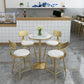 Glam Pub Table Pedestal Faux Marble Bar Table for Indoor and Breakroom