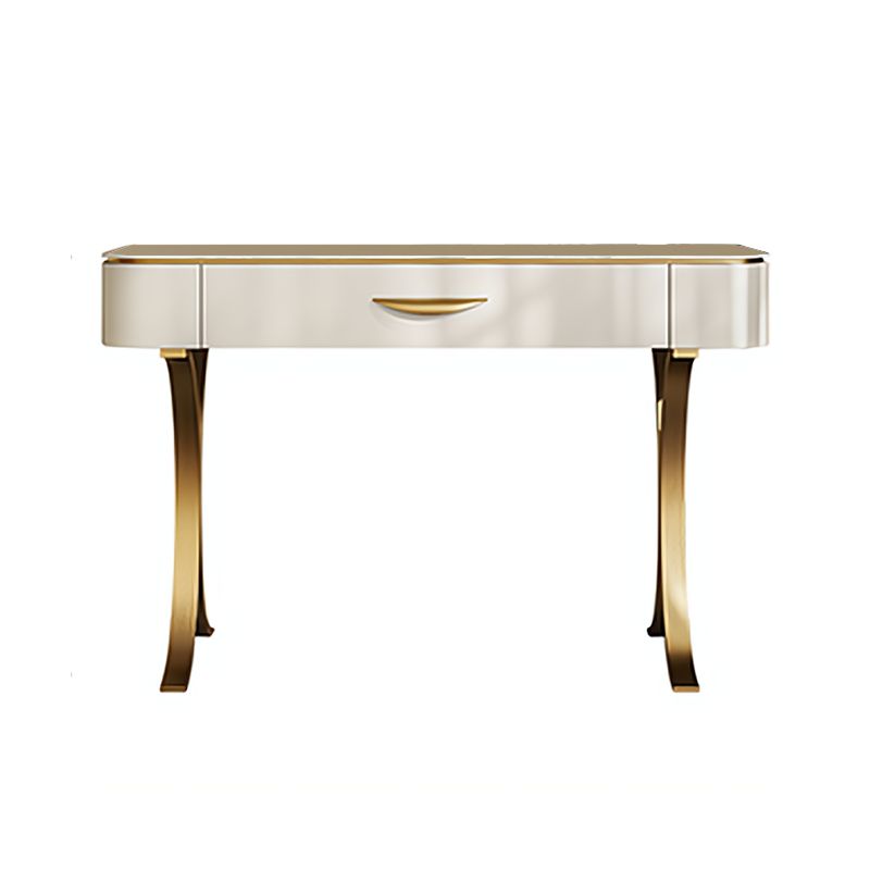 Glam Massivholz Waschtisch und Stuhl -Set -Schiefer -Top -Make -up -Zähler