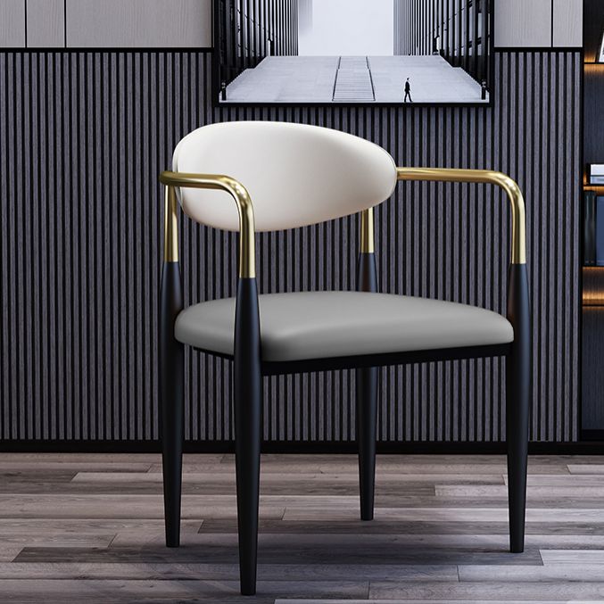 Modern Meeting Room Open Arm Chair Matte Finish Leather Dining Chair Clearhalo ' kitchen&dining_furn' 'Dining Chairs' 'Dining Tables & Seating' 'dining_chair' 'furn' 'furn_dining_chair' 'Furniture' 'furniture_dining_chair' 'Kitchen & Dining Furniture' 'kitchen' 1200x1200_76c702dd-de02-4c4f-abcf-1ea211107298