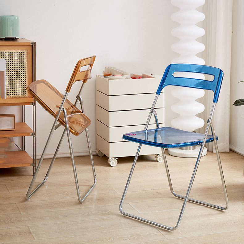 Moderne klappbare Back Metal Armless Ess Chairs (Set 4/8)