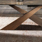 Contemporary Style Rectangle Dining Table Sintered Stone Table with Metal Legs for Kitchen