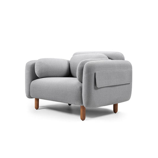 Sewn Pillow Back Fabric Settee Solid Color Stain Resistant Sofa for Bonus Room