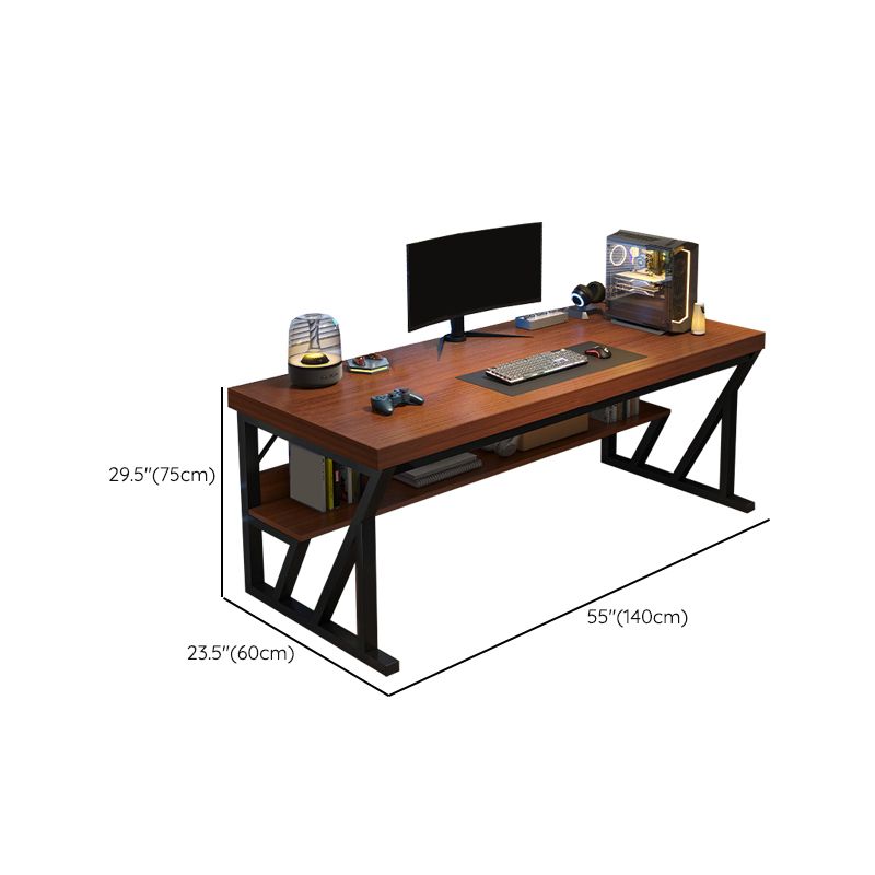 Bureau de bureau en bois contemporain Dessert d'écriture rectangulaire avec étagère