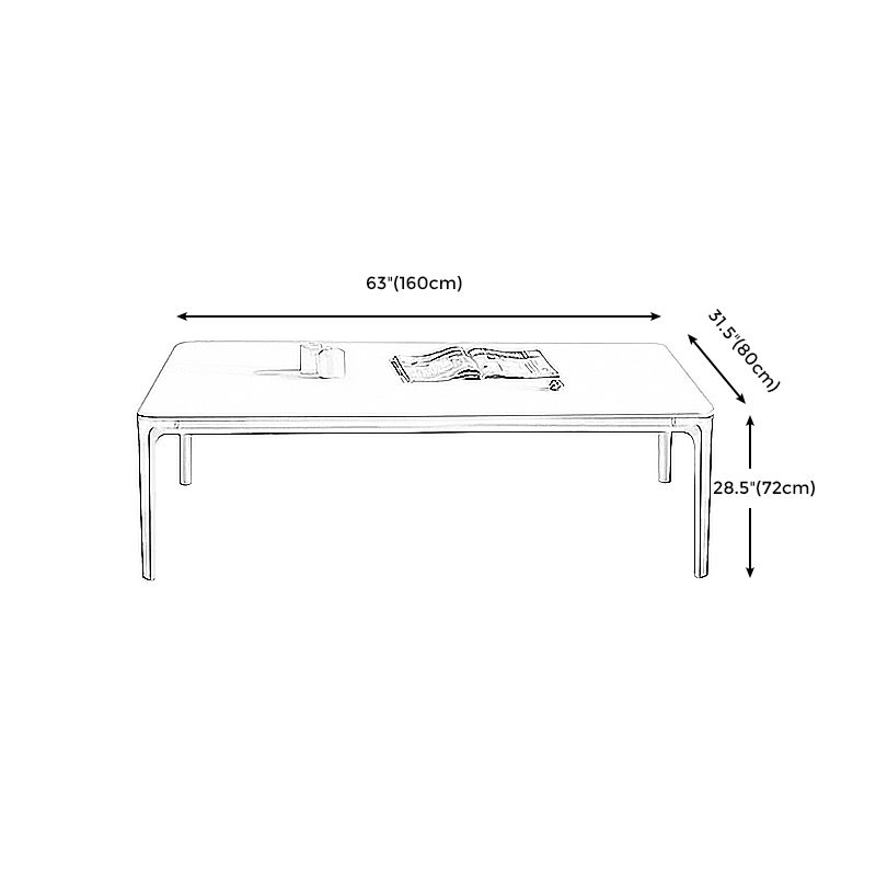 Moderne stijl 4 poten witte metalen basis leisteen rechthoekige salontafel voor woonkamer