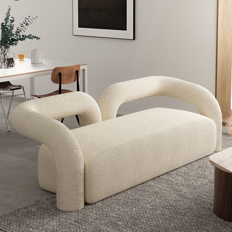 27.56" High Wool Sofa Modern Simple Tuxedo Arm Sofa in White